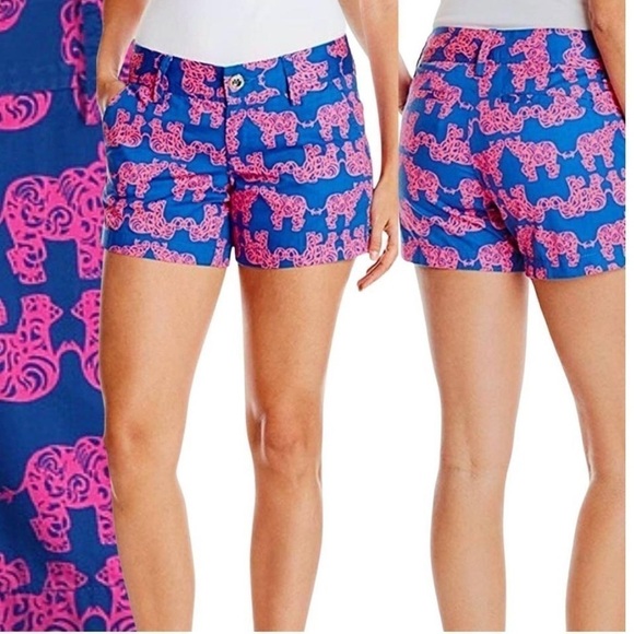 ❤️ Lilly Pulitzer Blue W Callahan Pack Your Trunk W/Pink Elephant Shorts… - Picture 1 of 13